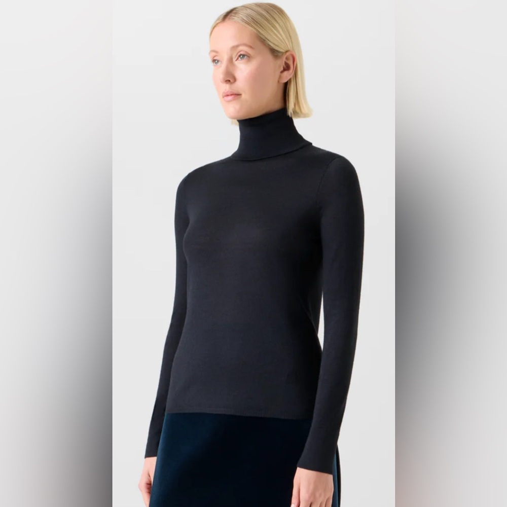 Akris Womens Basic Cashmere Silk Turtleneck Sweater Brown Size 12